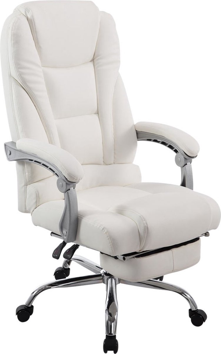 Bureaustoel Rocco - Wit - Kunstleer - Ergonomische bureaustoel - Op wielen - Voor volwassenen - In hoogte verstelbaar