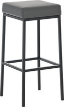 Barkruk Divine - Zithoogte 80cm - Zonder rugleuning - Set van 1 - Ergonomisch - Barstoelen voor keuken of kantine - Vierkant - Grijs/zwart