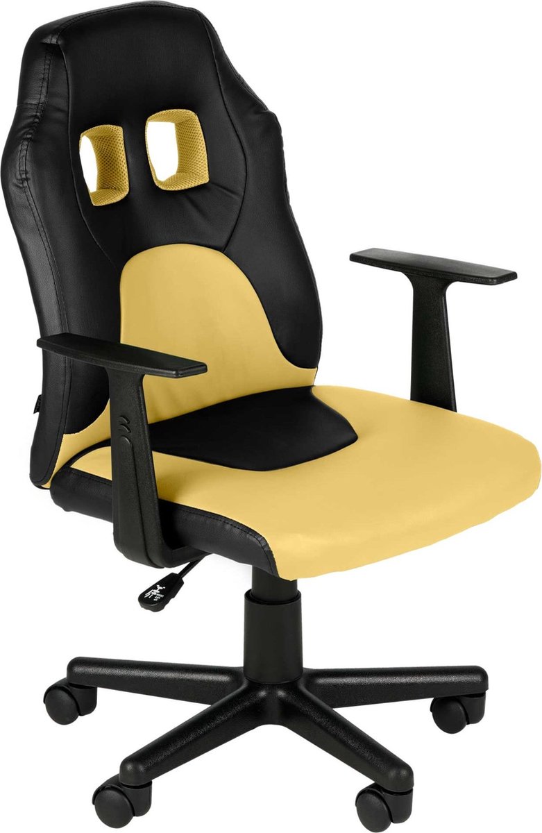 Bureaustoel kinderen - Kunstleer - Geel - Op wielen - Ergonomische bureaustoel - Voor kinderen - Gamestoel - In hoogte verstelbaar