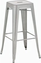 Barkruk Recto - Zonder rugleuning - Set van 1 - Ergonomisch - Barstoelen voor keuken of kantine - Zilver - Metaal - Zithoogte 77cm
