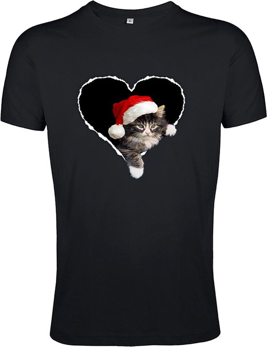 T-Shirt 1-155 Cat Heart Design - Zwart, xS