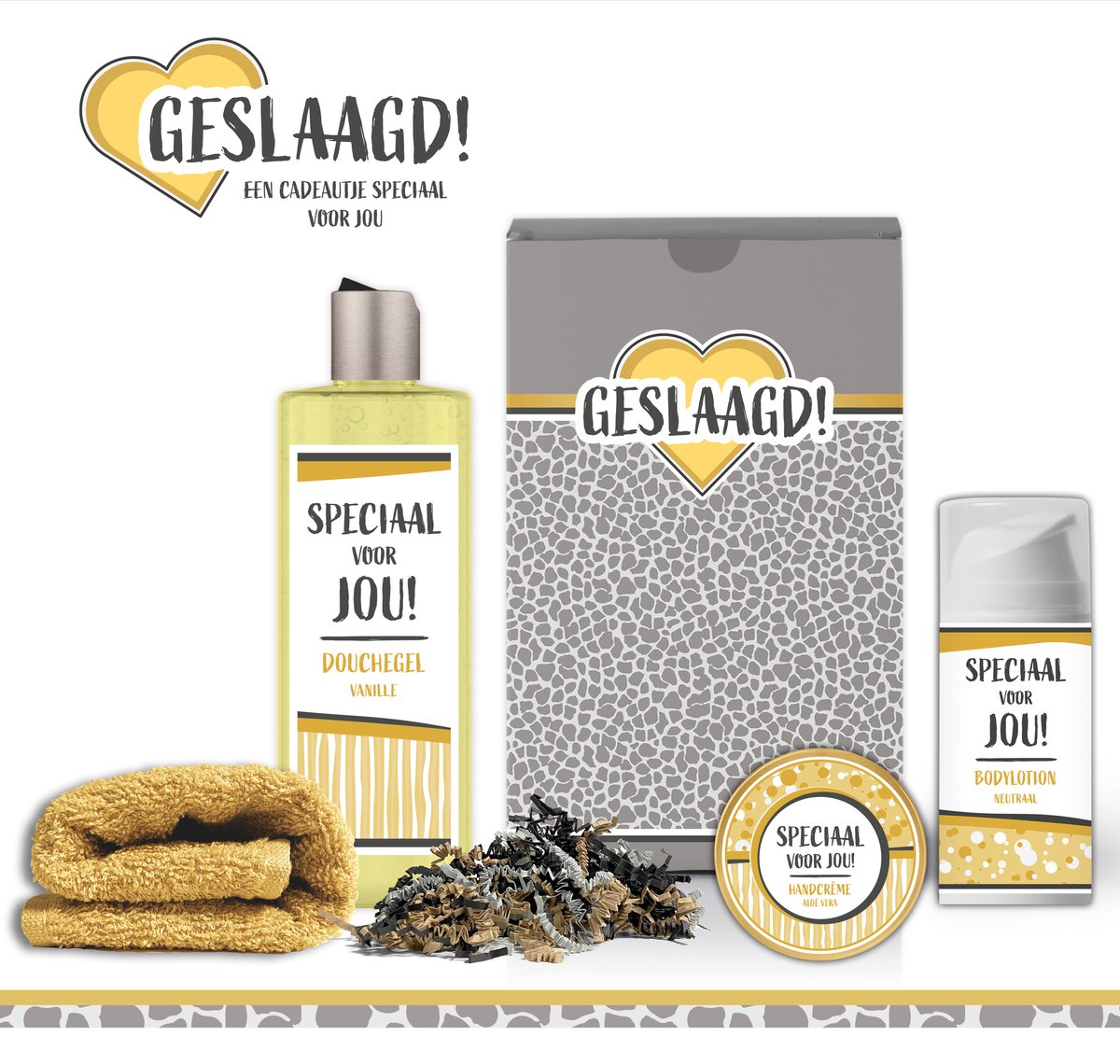 Goedkoopste Geschenkset Geslaagd - 4 producten - 450 gram | Giftset - Cadeau vrouw - Luxe Cadeaubox - Geschenk - Pakket - Gift set - Voor haar - Meisje - Examen