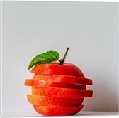 Acrylglas - Appel - Gesneden - Gestapeld - Blaadje - Eten - Fruit - Rood - 50x50 cm Foto op Acrylglas (Wanddecoratie op Acrylaat)