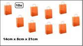 10x Koordtas papier oranje 14cm x 8cm x 21cm - goodiebag|papieren|draagtas|tas|koord|festival|kado|themafeest|party|geschenken