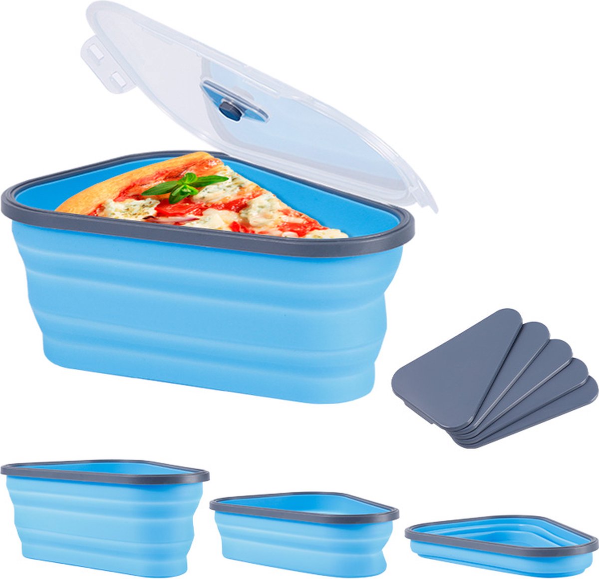 Boîte de rangement de restes de pizza en silicone réutilisable