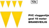 12x PVC vlaggenlijn geel 10 meter BRANDVEILIG - Themafeest Gala festival verjaardag evenement party Brandveilig keurmerk
