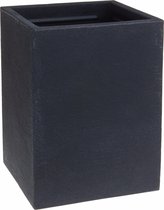Bloempot 29x29x40 cm, vierkant hoog, van stabiel en weerbestendig kunststof, kleur: antraciet