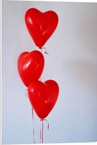 PVC Schuimplaat - Ballonnen - Rood - Hart - Liefde - 50x75 cm Foto op PVC Schuimplaat (Met Ophangsysteem)