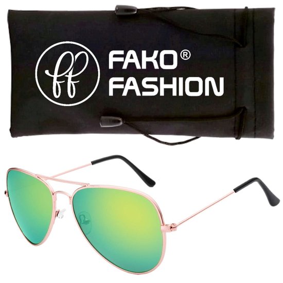 Fako Fashion® - Kinder Pilotenbril - Piloten Zonnebril - Jongens Zonnebril - Meisjes Zonnebril - Rosé Goud - Groen