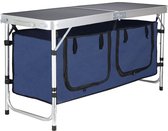 Table de camping Springos - Meuble de cuisine - Meuble de rangement - Pliable - 120 x 47 x 71 cm - Zwart/ bleu