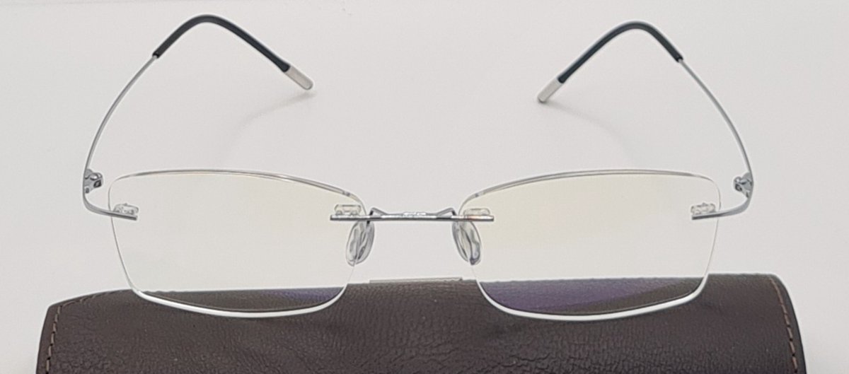 Montuurloze titanium unisex leesbril +3,5 zilver kleur / Lichtgewicht Lezers Brillen/ bril op sterkte +3.5 / rimless glasses / bril met koker en doekje / dames en heren leesbril / 114 / lunettes de lecture / Aland optiek leesbrillen heren