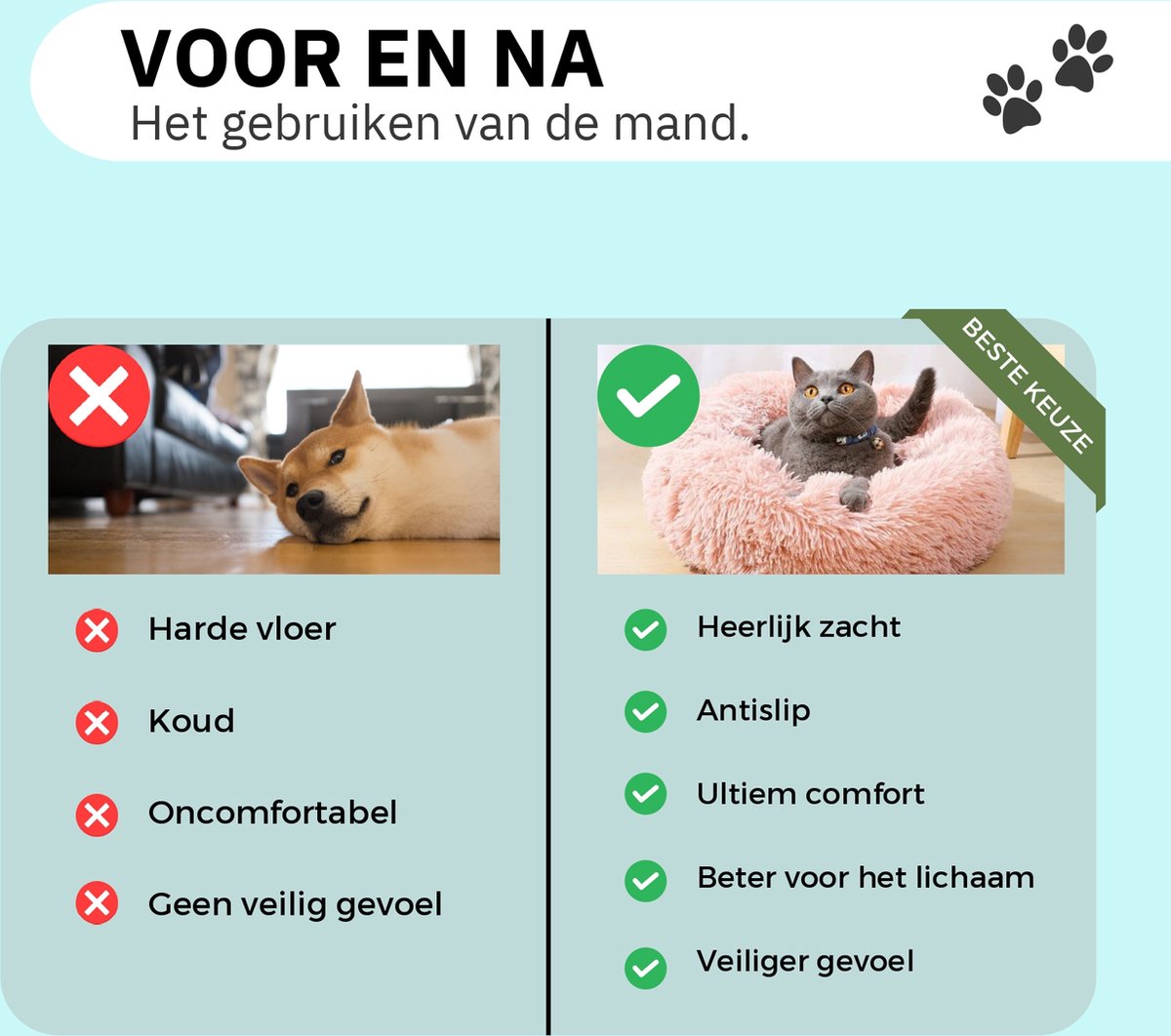 Donut Hondenmand - Kattenmand - Maat M 60cm (ligvlak van 45cm) thumbnail 5