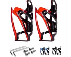 Flessenhouder voor fiets, set van 2 drinkhouders voor fiets, stabiele fiets-flessenhouder, Flessenhouder met bevestiging specials, geschiedenis voor mountainbikes en racefiets (rood)