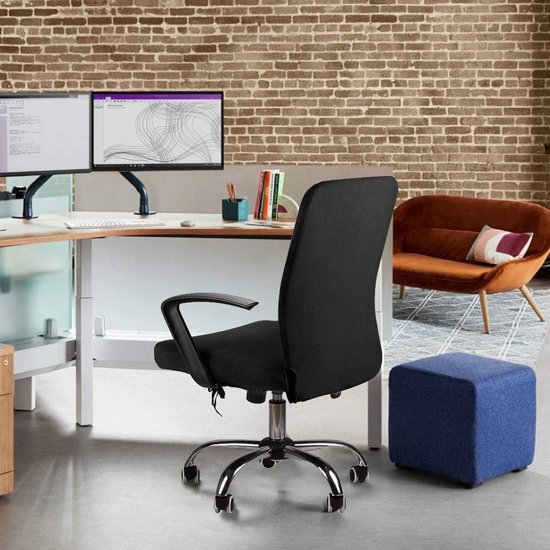 Bureaustoelhoes, draaibare stoelhoes, afneembare elastische stof, rekbare stoelhoes, slipcover stoelbeschermer, voor bureaustoel (geen stoel) (zwart, S)-N