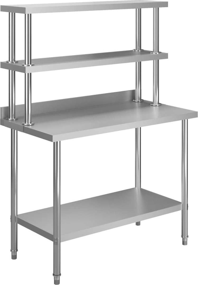 vidaXL-Keukenwerktafel-met-bovenschap-120x60x150-cm-roestvrij-staal
