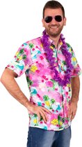 Toppers - Hawaii shirt/blouse - Verkleedkleding - Heren - Tropische bloemen - roze 50
