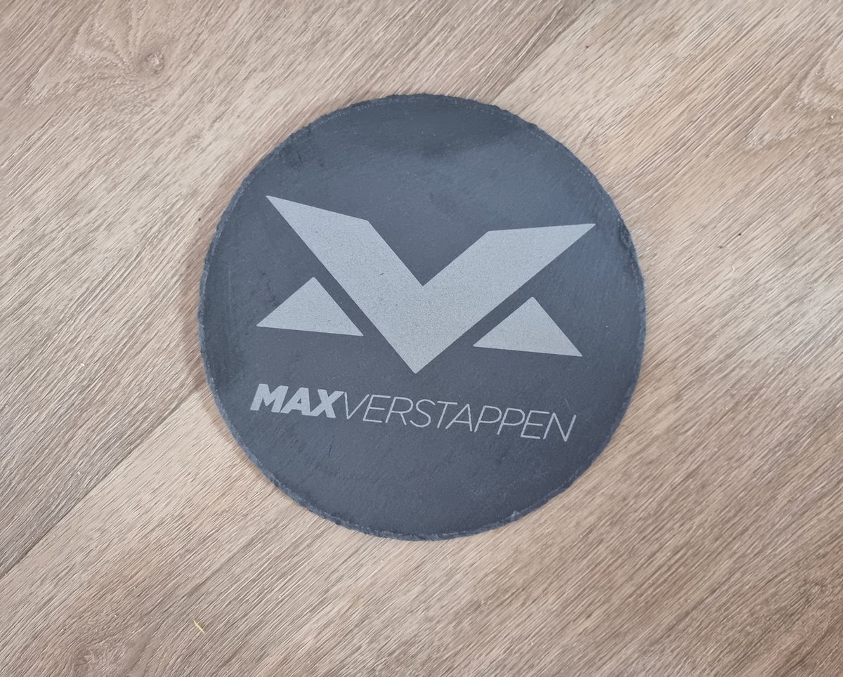 Leistenen plank Max Verstappen rond - F1 - Formule 1 - Serveerplank - Tapasplank - Decoratie - Onderzetter - Borrelplank - 20cm - Leisteen