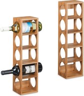 Relaxdays wijnrek voor 5 flessen - bamboe wijnflessenrek - set van 2 - wijnstandaard - bar