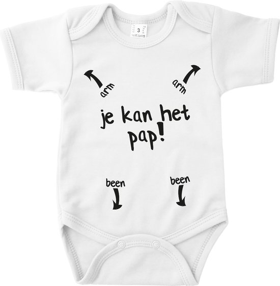 Cadeau de Vaderdag - Body bébé Tu peux le faire papa ! - Taille 56 - Couleur Wit - 100% Katoen