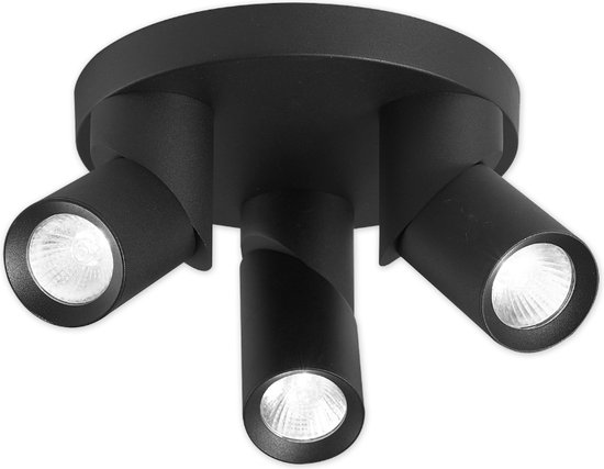 LED plafondlamp - 3x GU10 spot - Draaibaar - Zwart