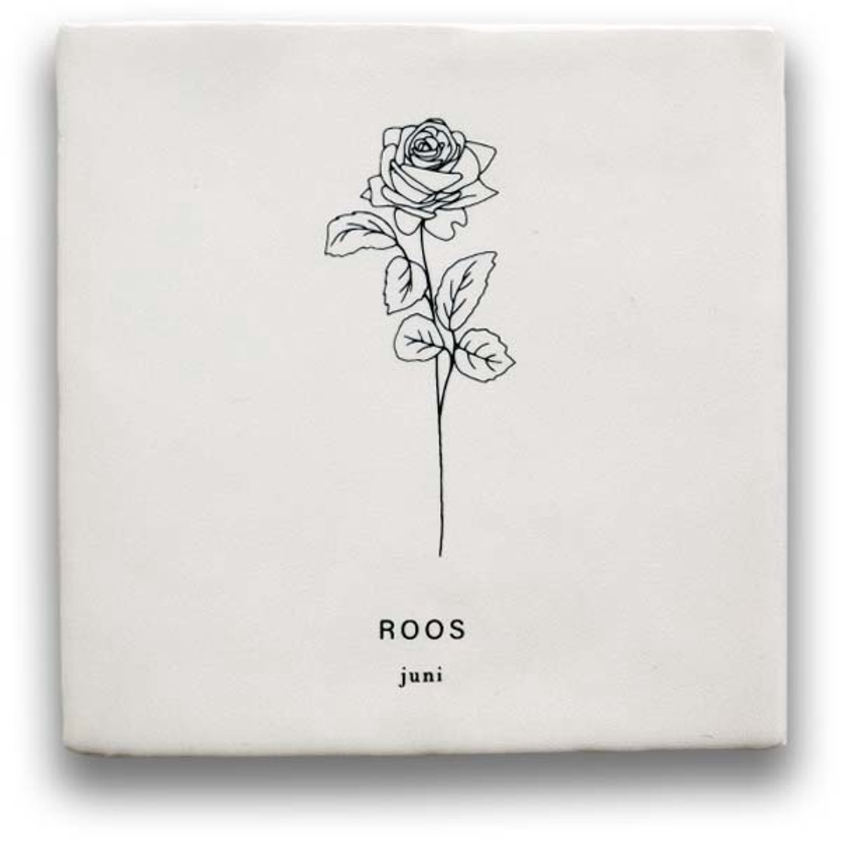 Maan Amsterdam Tegeltje geboortebloem - Juni - Roos - Kraamcadeau - Geboortebloem cadeau - Wanddecoratie