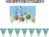 Amscan – Super Mario – Versierpakket – Letterslinger – Plafond decoratie – Vlaggenlijn – Versiering - Kinderfeest.