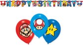 Amscan – Super Mario – Versierpakket – Letterslinger - Ballonnen – Versiering - Kinderfeest.