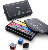 HIMI Acrylverf - set van 18 kleuren x 30ml – in kunststof opbergbox zwart