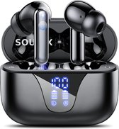 Sounix Draadloze Oordopjes met Oplaadcase - Bluetooth 5.3 - Active Noise Cancelling - Sport Oordopjes - Oortjes Bluetooth - Zwart