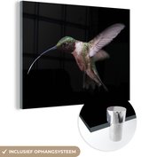 MuchoWow® Glasschilderij 160x120 cm - Schilderij acrylglas - Kolibrie - Vogel - Veren - Foto op glas - Schilderijen