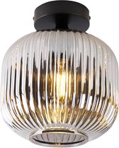 QAZQA karel - Art Deco Dimbare LED Smart Plafondlamp incl. wifi met Dimmer - 1 lichts - Ø 20 cm - Zwart - Woonkamer | Slaapkamer | Keuken