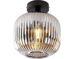 QAZQA karel – Art Deco Dimbare LED Smart Plafondlamp incl. wifi met Dimmer – 1 lichts – Ø 20 cm – Zwart – Woonkamer | Slaapkamer | Keuken