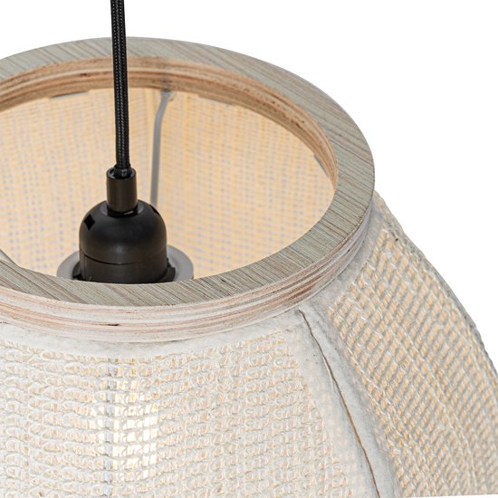 QAZQA rob - Oosterse Hanglamp - 1 lichts - Ø 35 cm - Wit - Woonkamer | Slaapkamer | Keuken - QAZQA