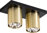 QAZQA tubo - Moderne Plafondspot | Spotje | Opbouwspot - 2 lichts - L 24 cm - Zwart Goud - Woonkamer | Slaapkamer | Keuken