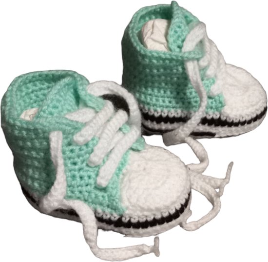 Gehaakte baby sneaker - Groen - 0-3 maanden
