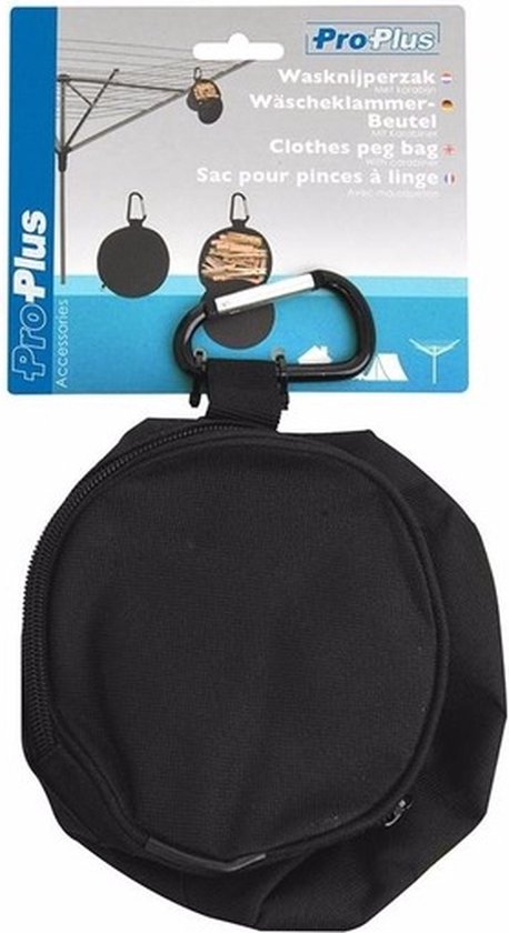 Sac à pince à linge avec mousqueton - y compris 96 piquets en bois - sac à pince à linge