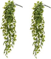 2x Kunstplant groene klimop hedera hangplant / tak 75 cm UV bestendig