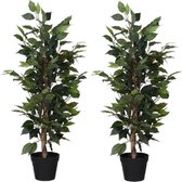 2x Kunstplant Ficus groen 95 cm - Kunstplanten/nepplanten