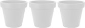 Plantenpot/bloempot - kunststof - 3x - wit - H18 x D20 cm - binnen/buiten