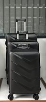 Kofferset 3 delig - ABS koffers - TSA slot met wielen - Trollyset - Handbagage - 360 graden wielen - Lichtgewicht- Cijferslot - 3 stuks - Zwart
