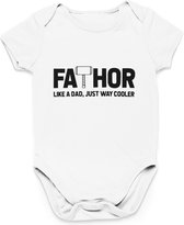 Cadeau Vaderdag - Barboteuse Fathor - Taille 80 - Couleur Wit - 100% Katoen