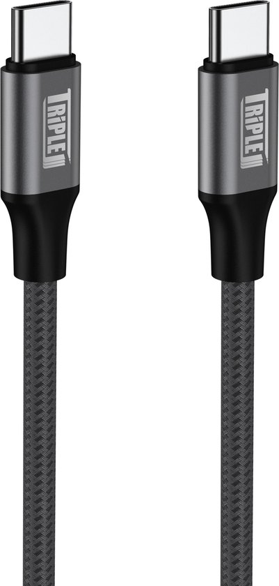 Câble Triple J® USB C vers USB C - Câble USB 2.0 - 480 Mbps - 1 mètre - Grijs