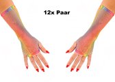12x Paar Regenboog nethandschoen lang vingerloos - net handschoen carnaval gay pride festival optocht vingerloze thema feest