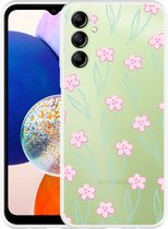 Cazy Hoesje geschikt voor Samsung Galaxy A14 4G/5G Roze Bloemetjes