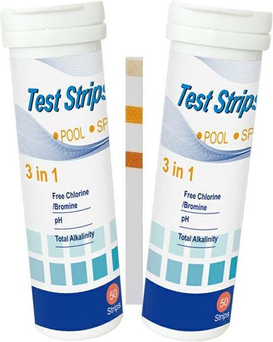 Watertester zwembad (Pool) en Jacuzzi 50 test strips 3 in 1 Chloor PH waarde