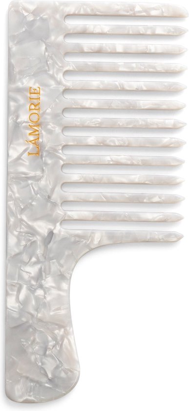 Luxury Professional White Blossom Sparkel Comb - Voor Krullen en dik haar - Luxe kam- wide tooth comb