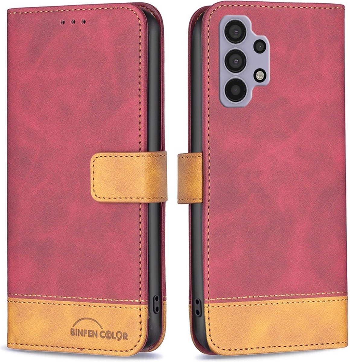 BINFEN Hoesje - Geschikt voor Samsung Galaxy A32 5G Hoesje - BINFEN Color Book Case - Rood