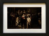 De Nachtwacht van Rembrandt van Rijn - kunst in het klein - reproductie - ingelijst 20x15cm
