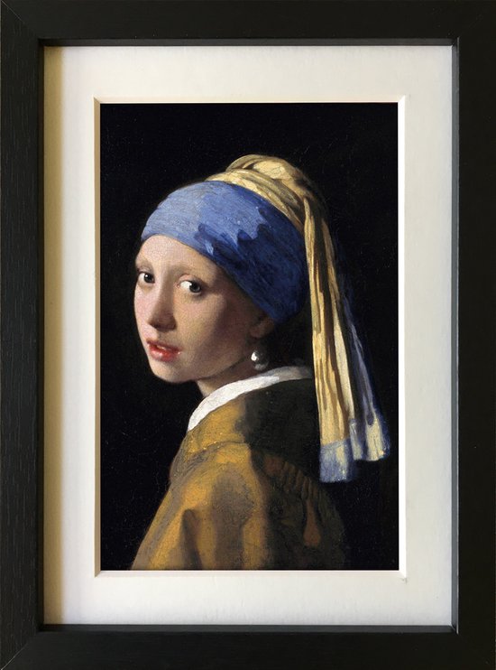 Cadre baroque - cadeau / cadeau - art en miniature - avec la fille à la perle de Vermeer - impression d'art dans un cadre photo 15 x 20 cm