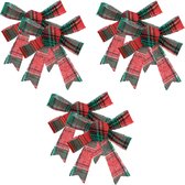 Feeric christmas kerstornamenten strikjes - 6x -rood/groen -12 cm- strikjes